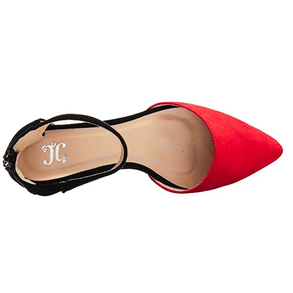 Kick Ass Red & Black Microsuede Ankle Strap Wedges NWT SZ 6.5 - Picture 13 of 16